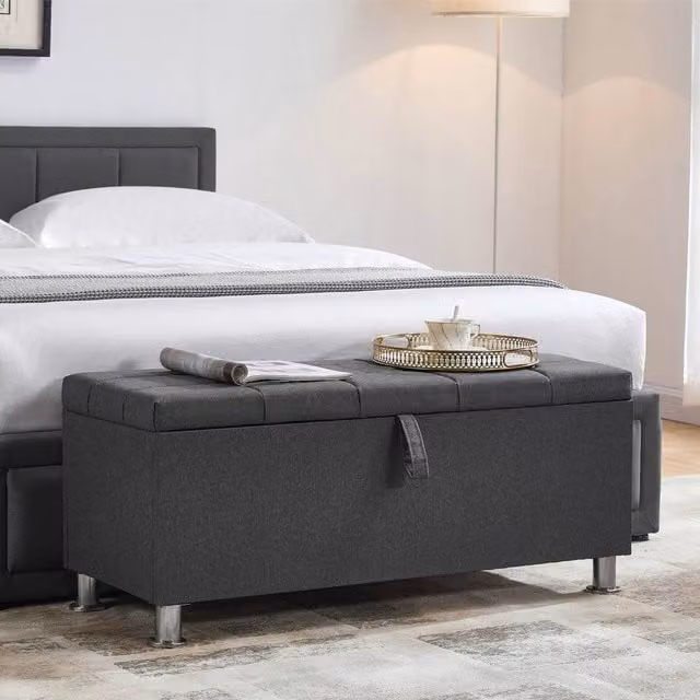 HD Designs Vida Designs Valencia Storage Ottoman in Dark Grey – 1