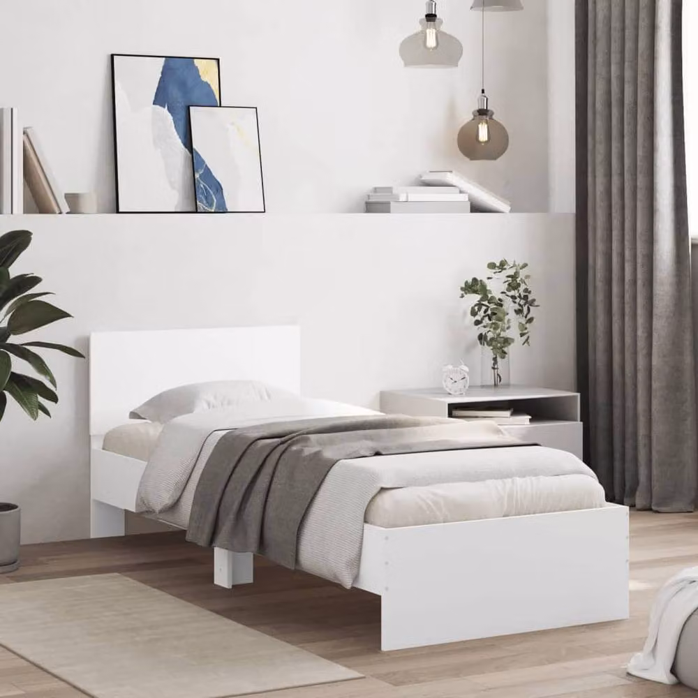 Berkfield Home White Bed Frame with Headboard, W/D/H: 90 x 200 cm – 2