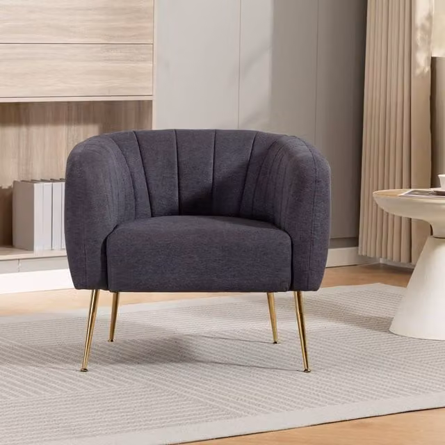 Artemis Home Stanton Accent Chair in Grey Fabric with Solid Wood Frame