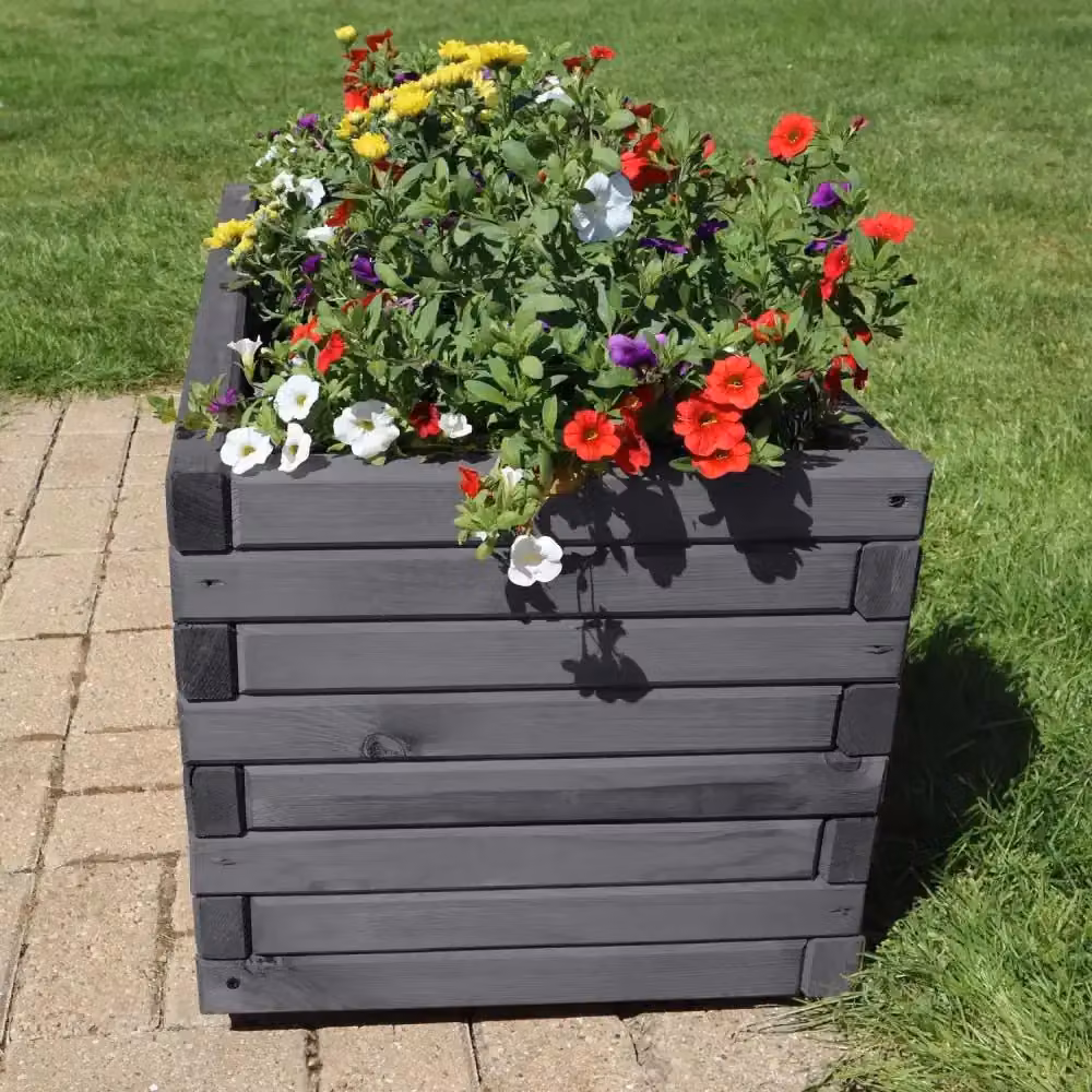 Access Garden Products Grey Pine Raised Trough Planter, W: 200 cm, D: 40 cm, H: 40 cm – 5