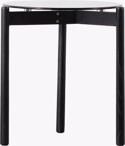 Perch & Parrow Bryne Round Side Table with Black Oak and Glass Top