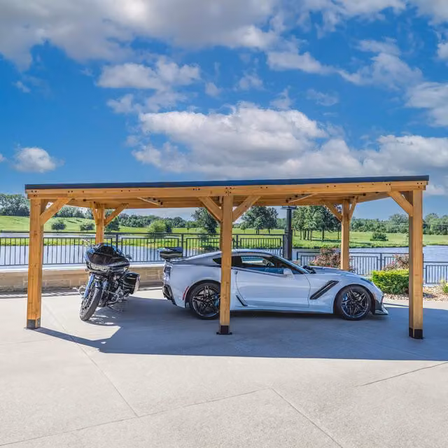 Backyard Discovery Modern Gable Carport in Brown Cedar Wood and Galvanised Steel