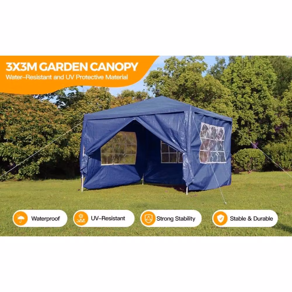 Hinsinc Waterproof Blue Party Gazebo Tent W: 300 cm, D: 300 cm – 2