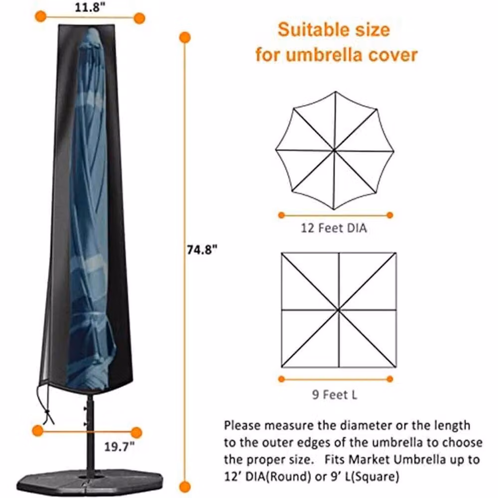 Kelvenix Black Polyester Fabric Patio Parasol Protective Cover – 2
