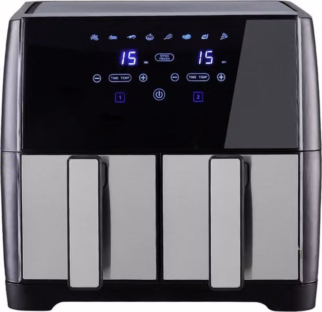 Living Star Dual Zone Touch Screen Air Fryer with Timer, Black