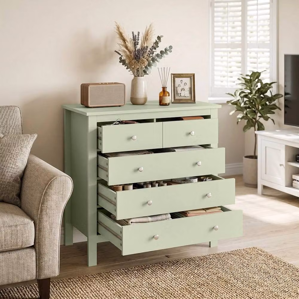 SPETLEK Modern 5 Drawer Chest of Drawers in Green – 3