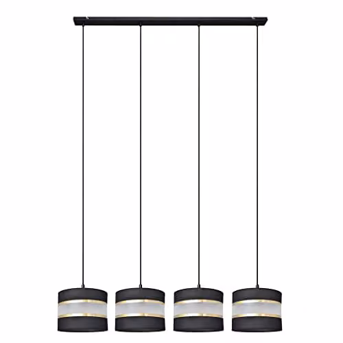 Netlighting Helam Helen Straight Bar Pendant Ceiling Light in Black and Gold/Brass, 100 cm