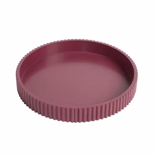 OHS Ribbed Round Decorative Tray in Red, Diameter: 28 cm – 1