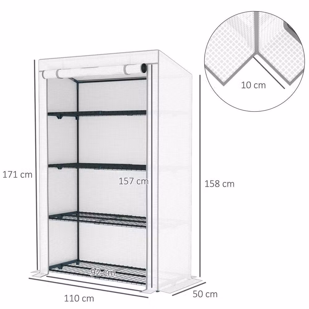 Kelvenix 4 Tier White Lean-to Mini Pent Greenhouse – 2