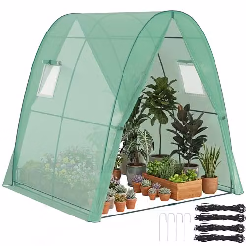 Outsunny Portable Greenhouse Plant Hot House with 2 Doors, Green, W/D/H: 180 x 180 x 200 cm – 1