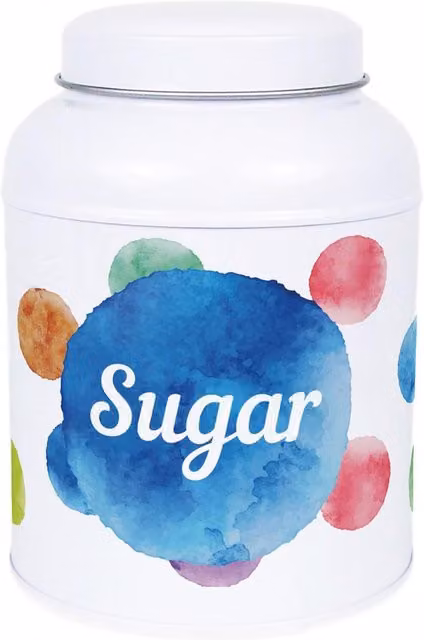 Purely Home Polka Dot Decaf Coffee Canister with Small Dome Lid, Multicoloured Metal Kitchen Storage Tin