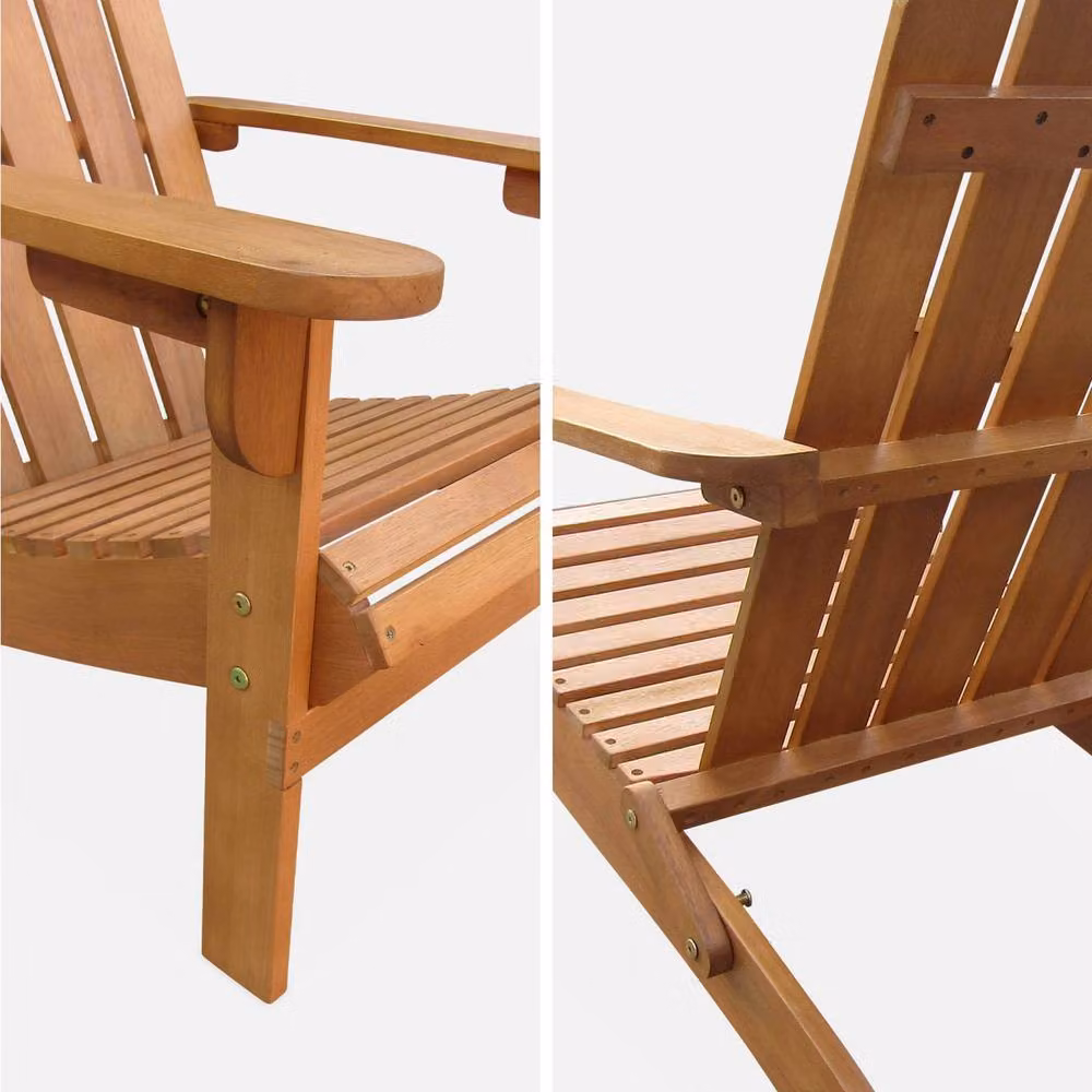 sweeek Retro Oiled Wooden Garden Deck Chair in Brown – 3