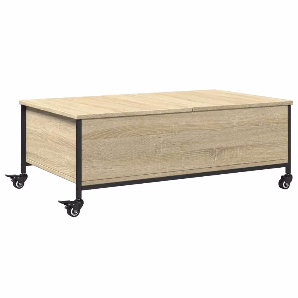 Berkfield Home Sonoma Oak Coffee Table with Castors, Brown, W: 91 cm, D: 55 cm, H: 34 cm – 2
