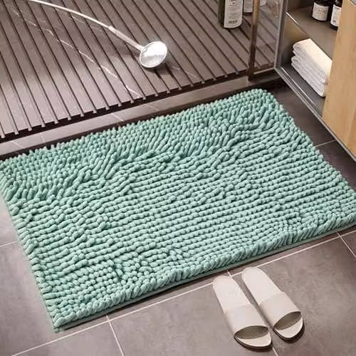 GAVENO CAVAILIA Miami Chenille Loop Microfibre Bath Mat in Duck Egg Blue, W: 50 cm, D: 80 cm – 3