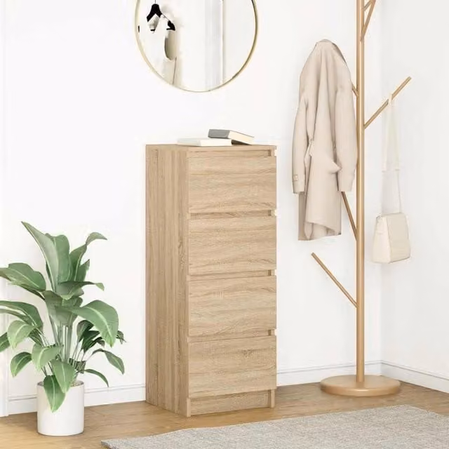 Berkfield Home Sonoma Oak Sideboard in Brown, W/D/H: 37.5 x 35 x 99 cm
