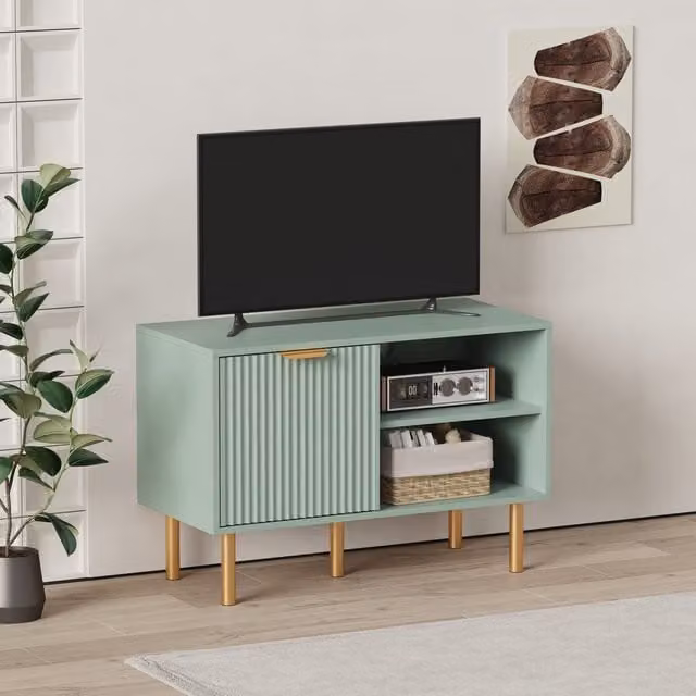 HMD Modern 1 Door TV Stand in Green and Gold