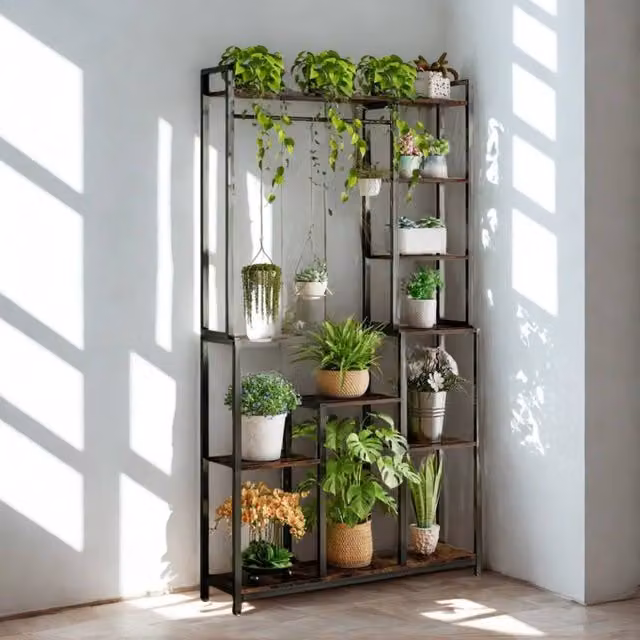 FURNOS Industrial Metal and Wood Clothing Rack with Hanging Rod in Black, H 180 x W 23.8 x D 23.8 cm
