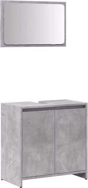 Berkfield Home 2 Piece Modern Wall Mounted Bathroom Vanity Unit Set in Matt Concrete Grey MDF