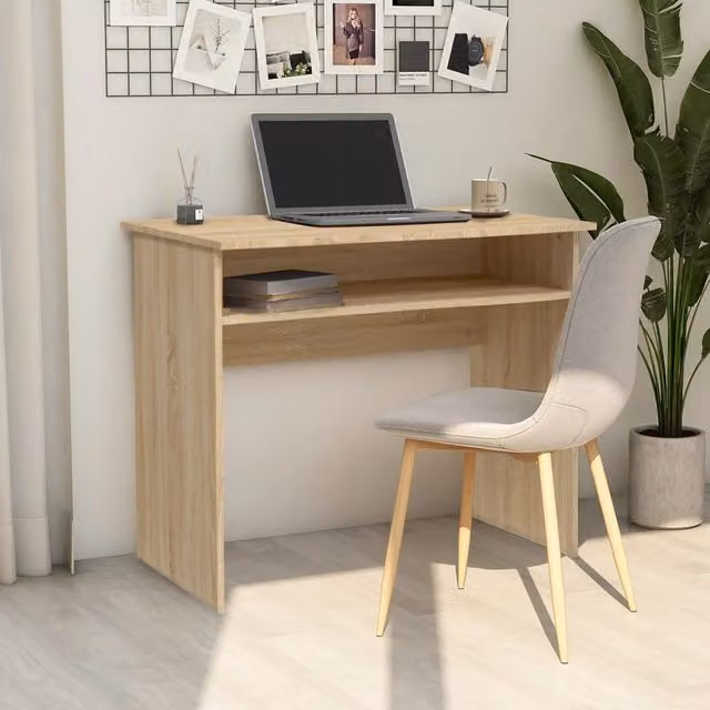 Berkfield Home Computer Desk in Sonoma Oak Brown, W/D/H: 90 x 50 x 74 cm