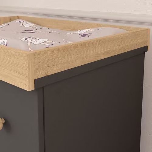 Shefa Kids 888 Graphite and Cremona Oak 3-Drawer Convertible Baby Changing Table and Dresser – 3
