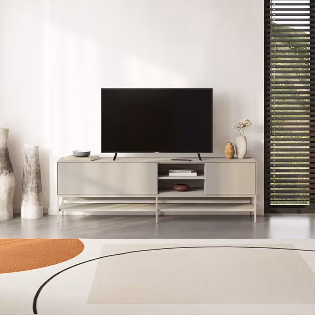 Decortie Amira Modern TV Stand in Sandstone, Width: 180 cm