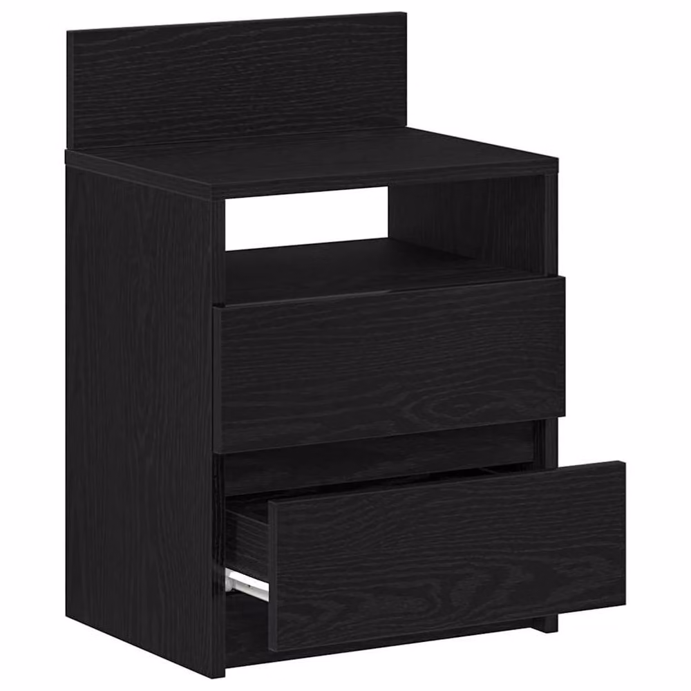 Berkfield Home Set of 2 Durable Bedside Cabinets with 2 Drawers, Black, W/D/H: 40 x 33 x 60 cm – 3
