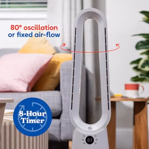 Russell Hobbs RHBHC2030W Bladeless Electric Fan Heater and Cooling Fan, 2000W, White – 7