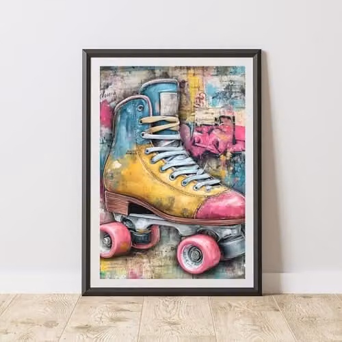 60 Second Makeover Roller Boot Graffiti Print Urban Street Art Paper Poster, Multicolour, A4