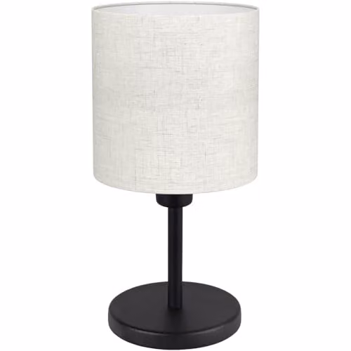 Loops Modern Black Table Lamp with Fabric Cylinder Shade, Height: 28.5 cm