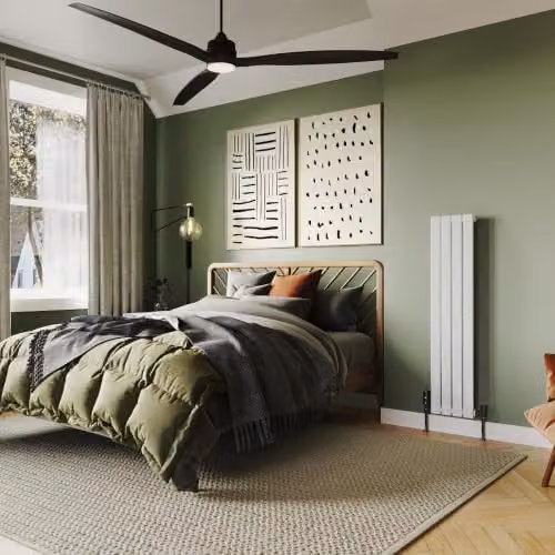 UK Radiators Typhoon White Vertical Designer Radiator, H: 120 cm, W: 27.2 cm – 2