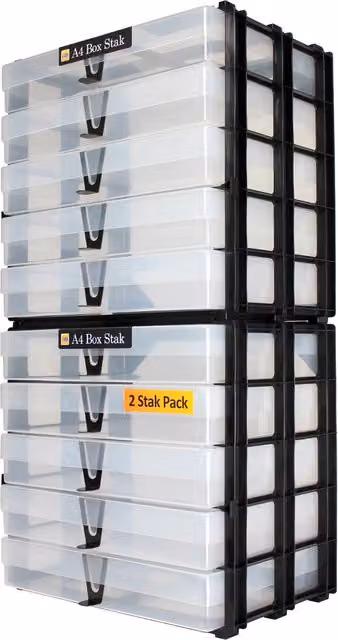 WestonBoxes Silver and Transparent Plastic A4 Storage Unit for Art Supplies, Paper and Card