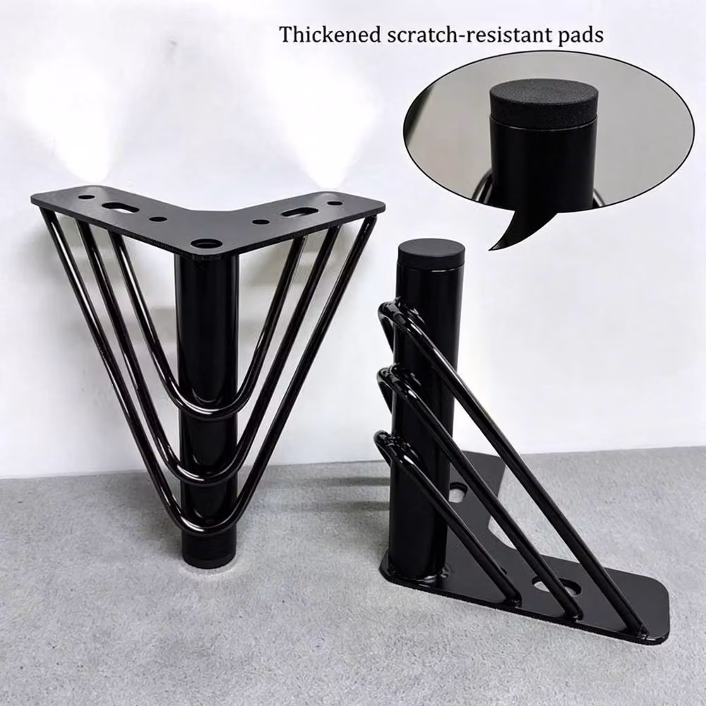 VOGREX Black Metal Hairpin Furniture Legs for Chairs, Cabinets, Beds and Sofas, Height: 10 cm (Set of 4) – 4