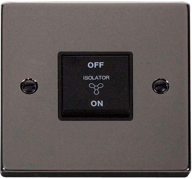 SE Home Black Nickel 10A 3 Pole Flush Fan Isolation Switch