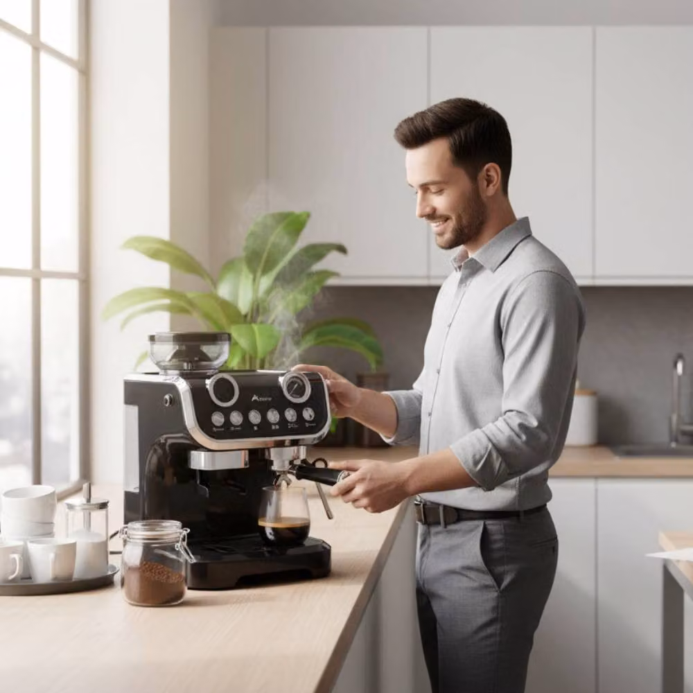 Alivio 2L Bean to Cup Coffee Machine, 1450W Automatic Espresso Maker with Grinder, Milk Frother and Steam Wand, Black – 11