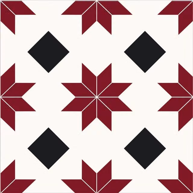 Fine Decor Retro Self-Adhesive Vinyl Floor Tiles, White and Red, 0.93sqm