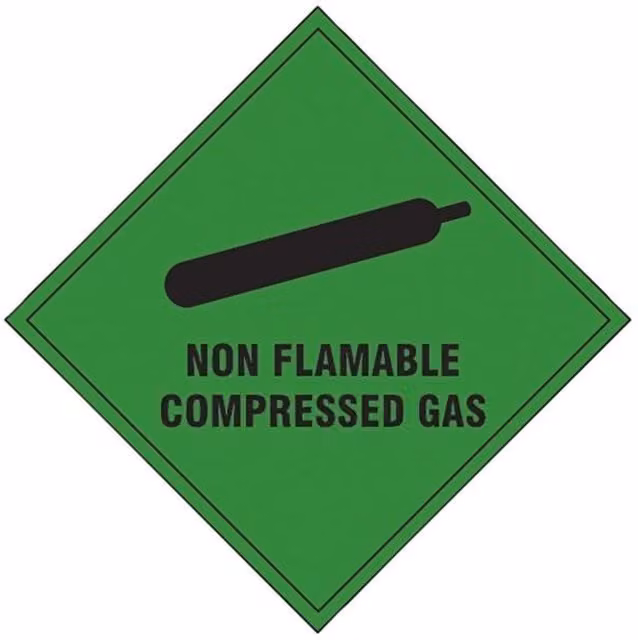 Scan Self Adhesive Vinyl Sign Scan Non Flammable Compressed Gas, W 10 cm x H 10 cm, Green and Multicolour