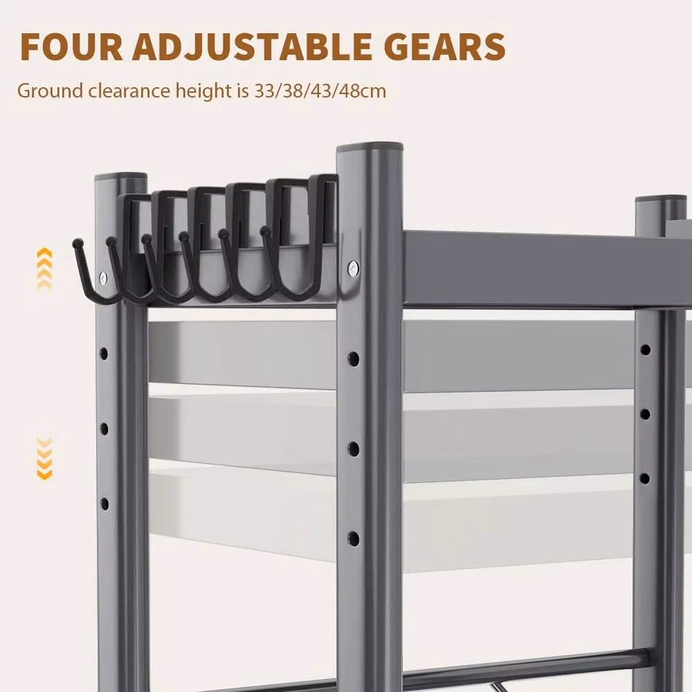 VOGREX 2-Tier Expandable Pull Out Microwave Storage Rack in Black with Adjustable Shelves – 2