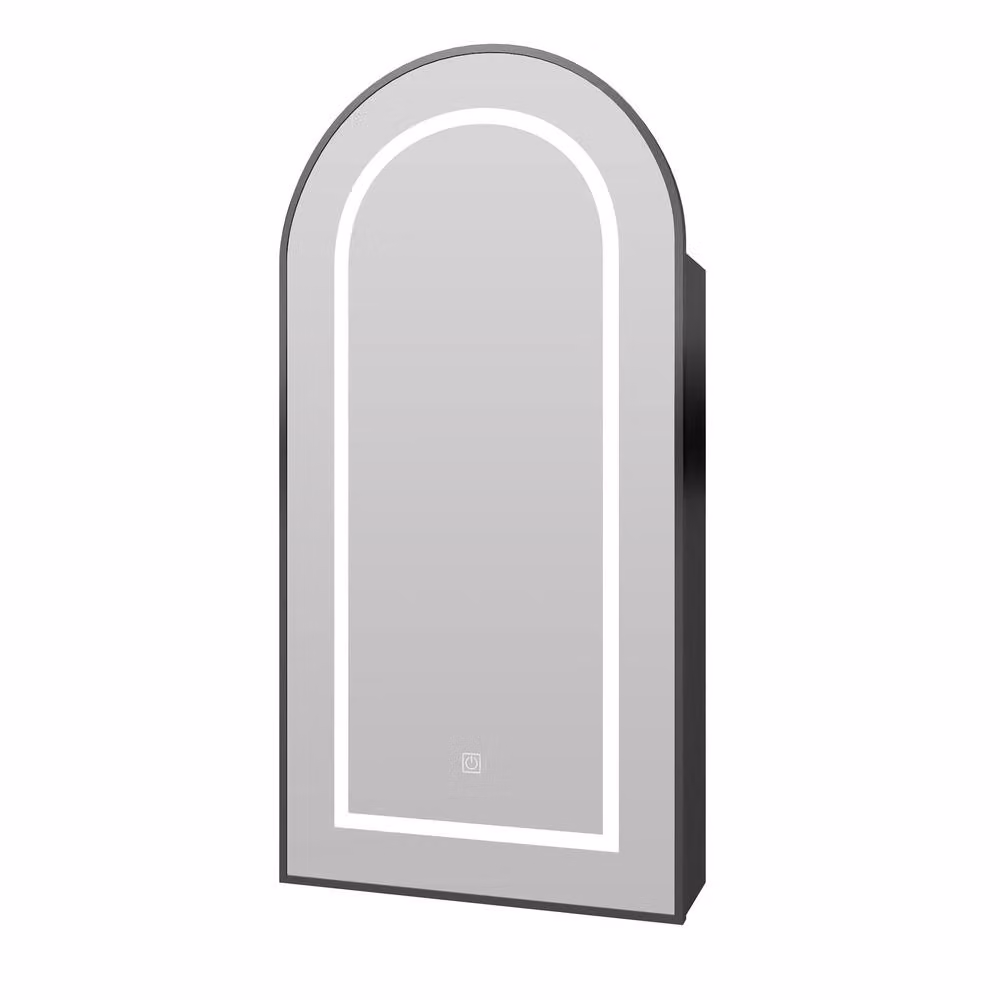 KEEPREAPER Modern Black Bathroom Mirror Cabinet with LED Lighting and Shaver Socket, W/H: 40 x 80 cm – 2