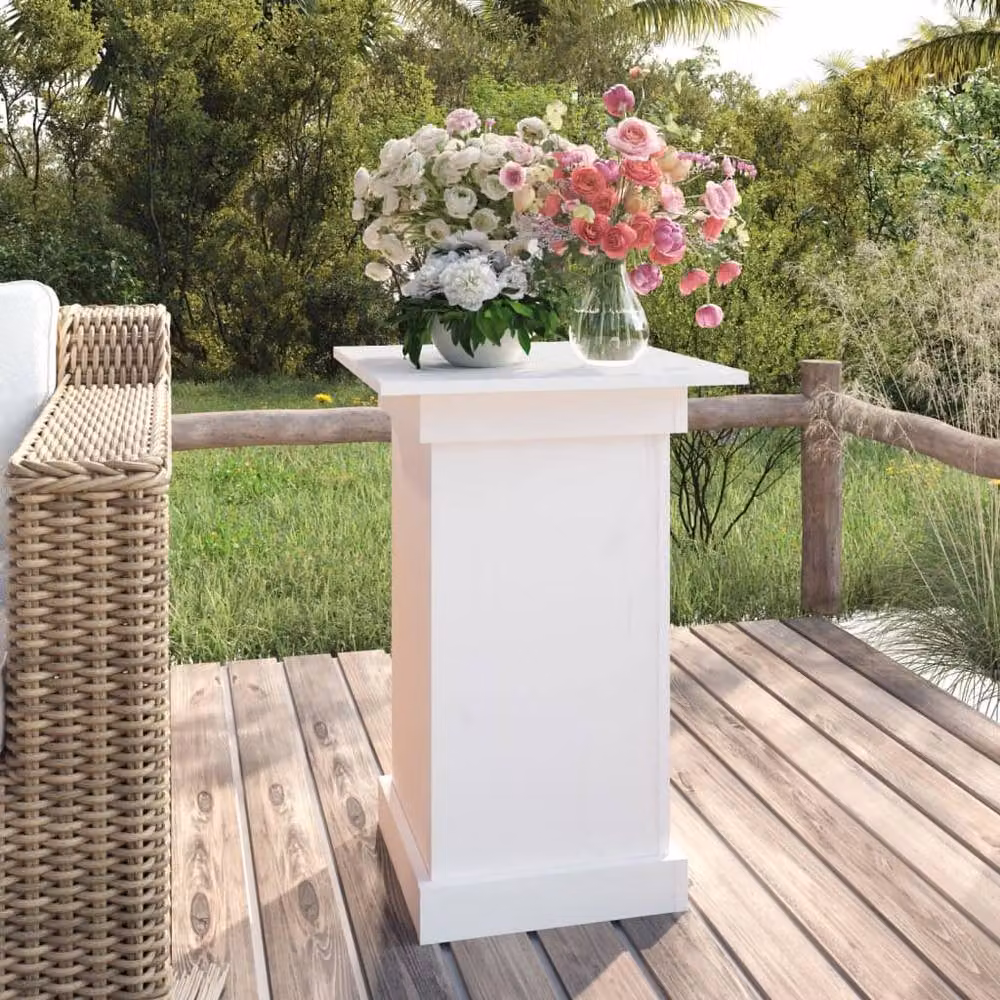 Berkfield Home White Rustic Pine Wood Flower Stand, W/D/H: 40 x 40 x 60 cm – 2
