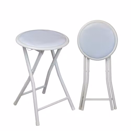 Harbour Housewares White Padded Folding Stools, Pack of 2 – 1