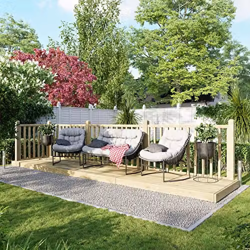 Powersheds Premium Wooden Decking Kit with Hand Rails in Brown, W: 121.8 cm, D: 120.0 cm