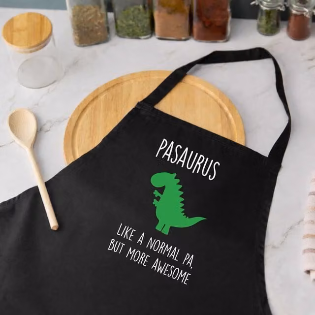 60 Second Makeover Men's Pa Dinosaur Cotton Apron in Black – 1