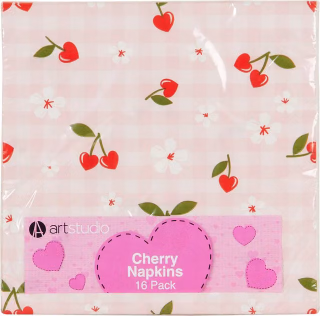 Art Studio Pink Checked Paper Napkins, Pack of 16