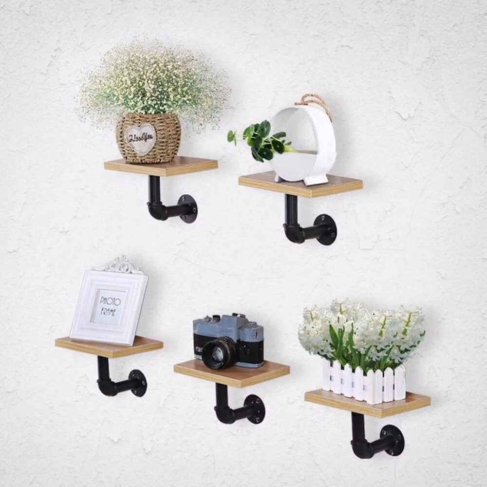 PAWNORA Matt Black Iron Pipe Shelf Bracket – 3