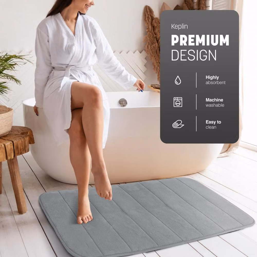 Keplin Memory Foam Bath Mat, Grey, W/L: 60 x 90 cm – 5