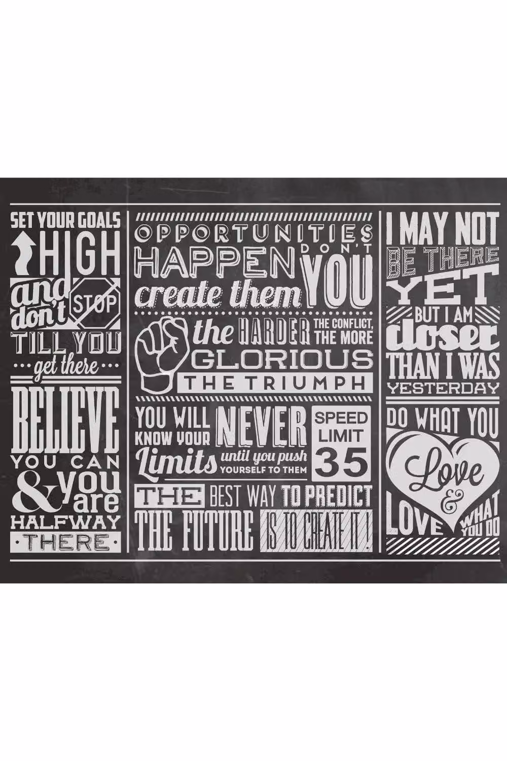Origin Murals Chalk Quotes Typography Wall Mural in Black, W: 300 cm, H: 240 cm – 2