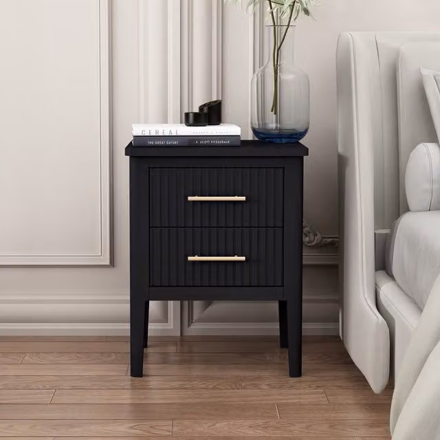 Cabinet Bits Palau 2 Drawer Bedside Table in Black