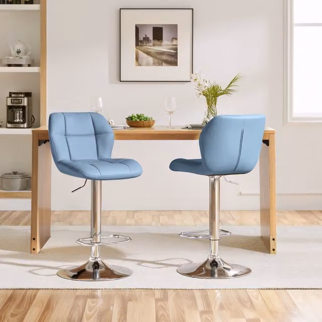 Yaheetech Adjustable Kitchen Counter Bar Stools in Blue