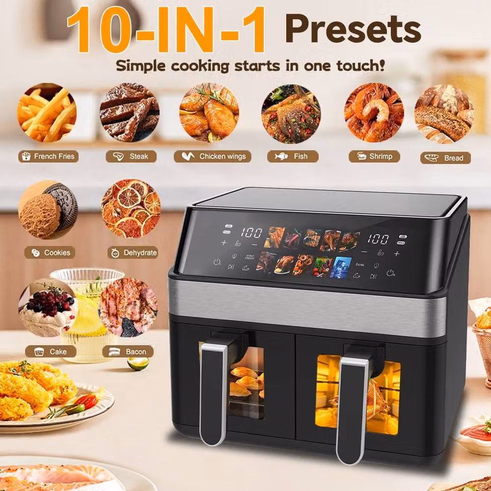 VOGREX 12L Dual Zone Digital Air Fryer with Digital Display in Black – 6