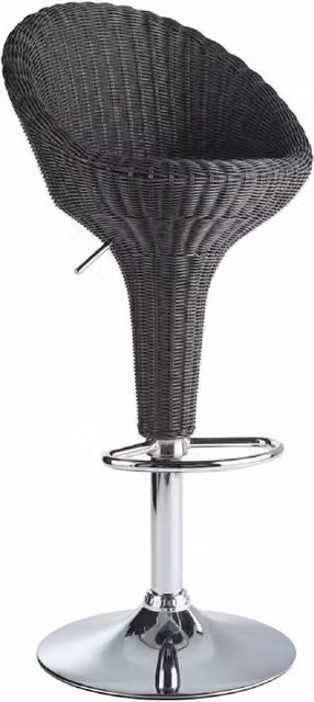 netfurniture Blazone Black Rattan Style Modern Kitchen Bar Stool with 360 Degree Swivel and Height Adjustment